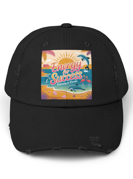 "February in Florida, Energy for Success" Unisex Distressed Cap