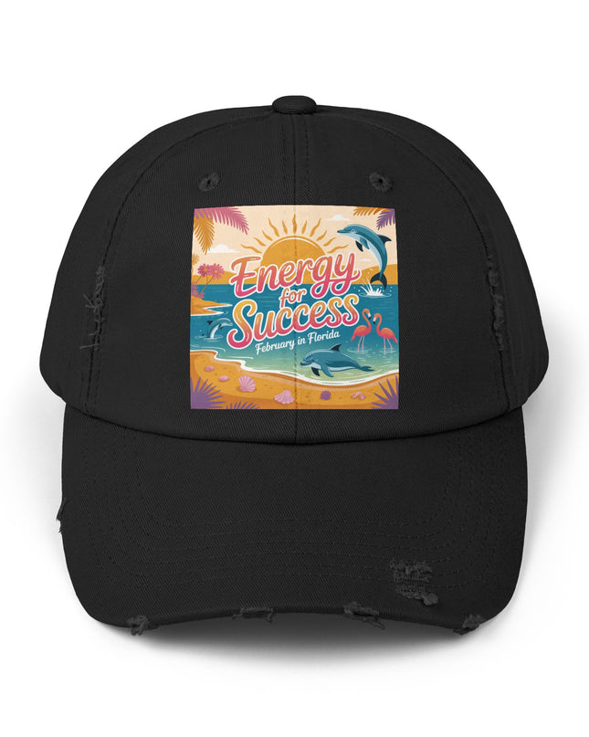"February in Florida, Energy for Success" Unisex Distressed Cap