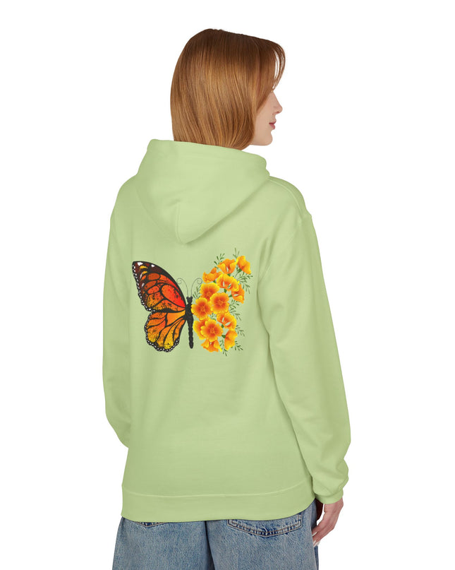 "Butterfly Poppies" (Ink front and back) Unisex Midweight Softstyle Fleece Hoodie