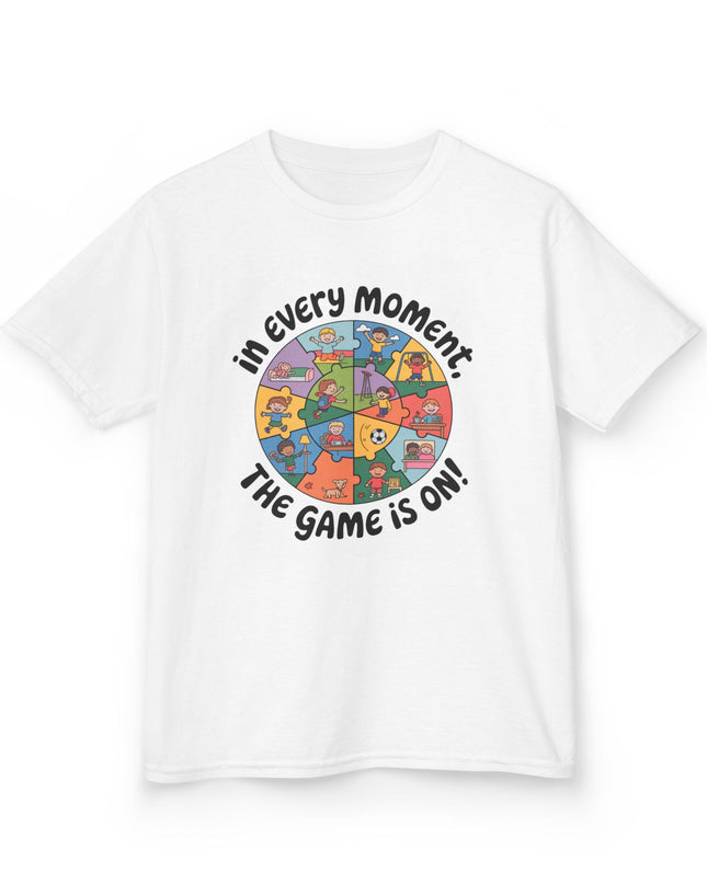 "In every moment, the game is on" Kids Short Sleeve Tee