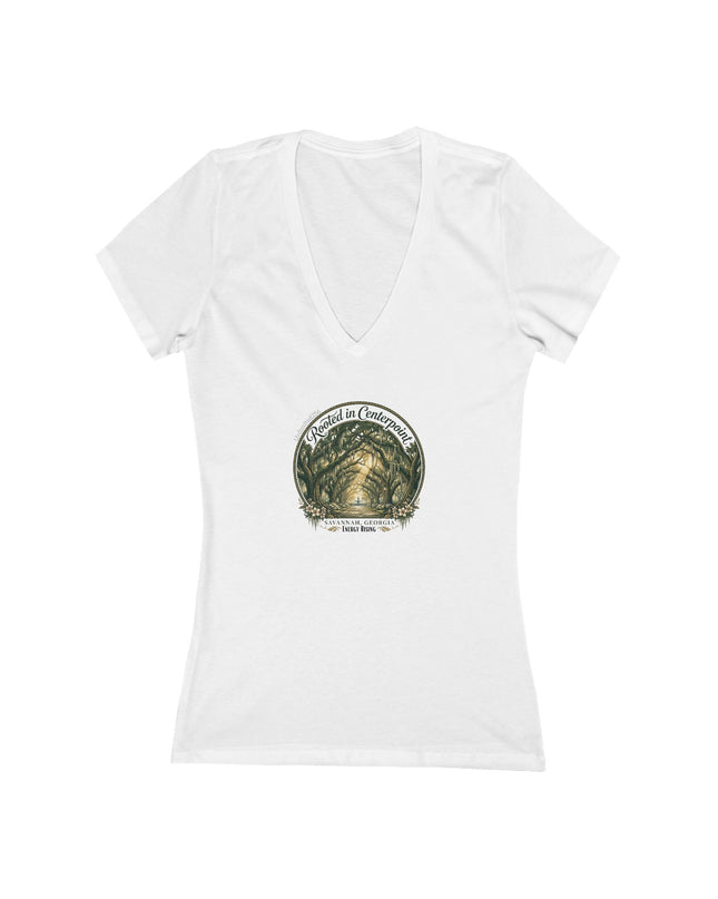 "Rooted in my Centerpoint" Women's Jersey Short Sleeve Deep V-Neck Tee