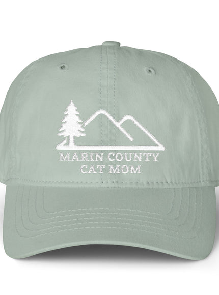 "Marin County Cat Mom" Women's Pigment-Dyed Cap with Fashion Undervisor (Embroidery)