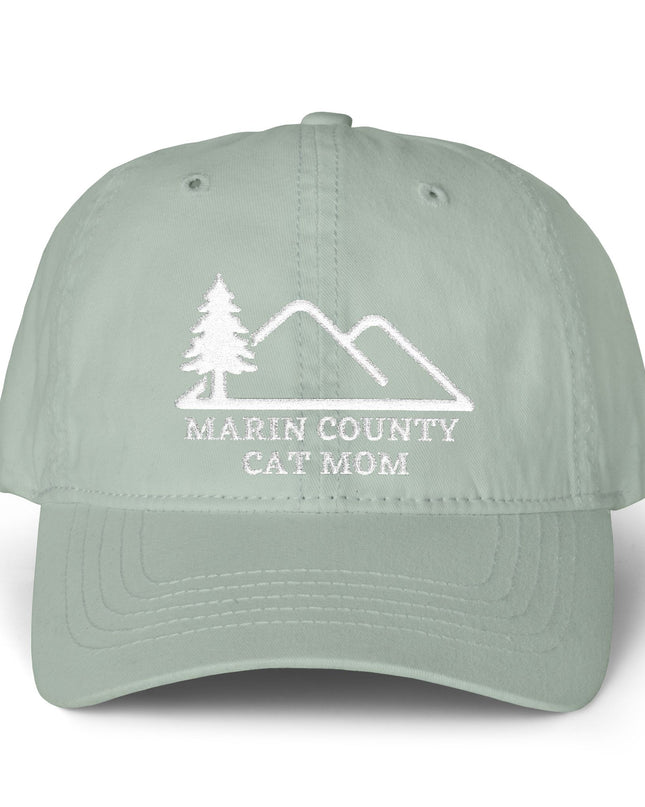 "Marin County Cat Mom" Women's Pigment-Dyed Cap with Fashion Undervisor (Embroidery)
