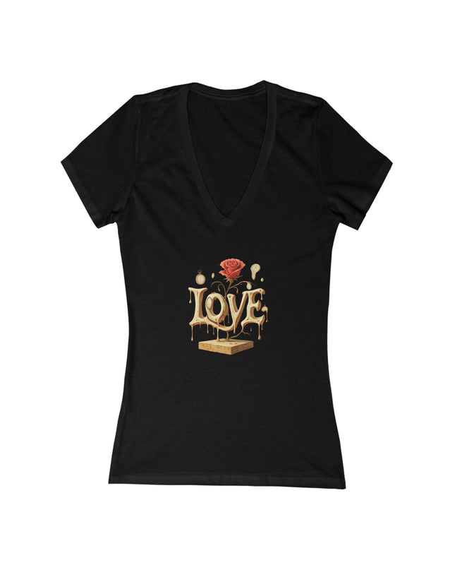 "Love – Salvador Dali Style" Women's Jersey Short Sleeve Deep V-Neck Tee