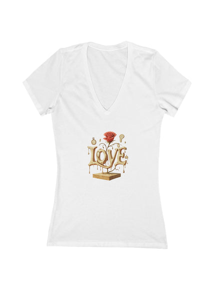 "Love – Salvador Dali Style" Women's Jersey Short Sleeve Deep V-Neck Tee