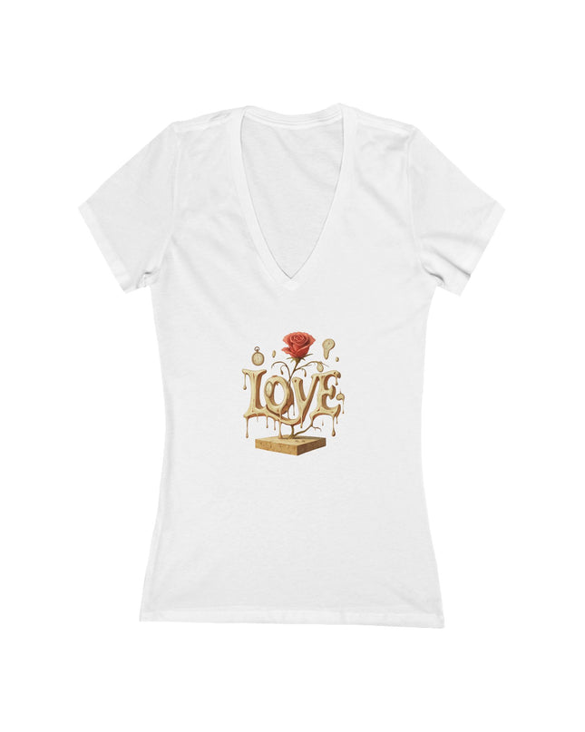 "Love – Salvador Dali Style" Women's Jersey Short Sleeve Deep V-Neck Tee