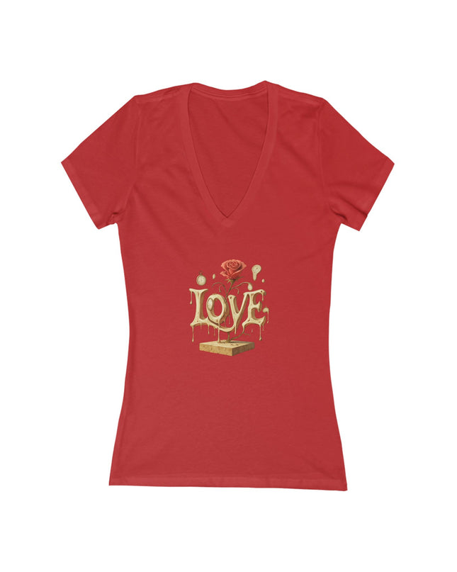 "Love – Salvador Dali Style" Women's Jersey Short Sleeve Deep V-Neck Tee