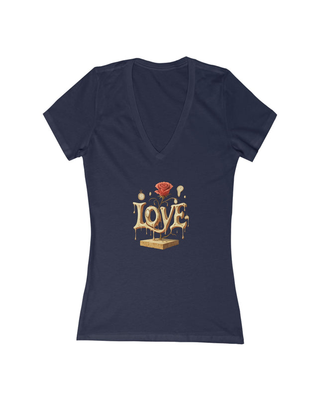 "Love – Salvador Dali Style" Women's Jersey Short Sleeve Deep V-Neck Tee