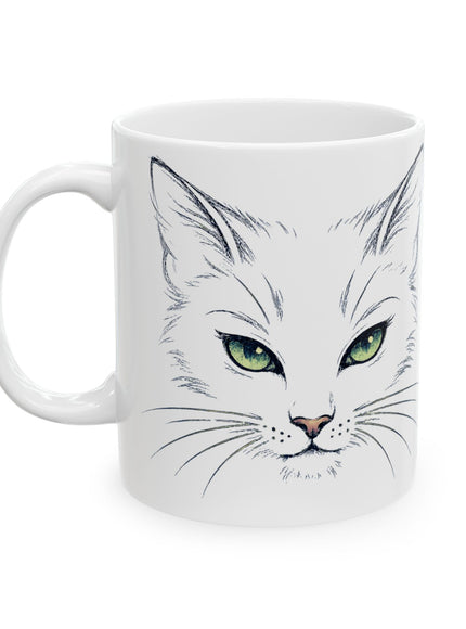 "Cat Face Sketch" Ceramic Mug, (11oz, 15oz)