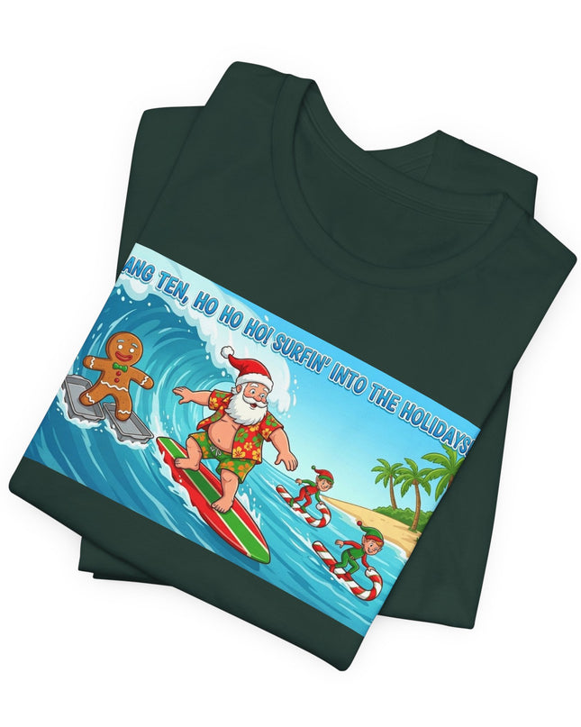 "Surfing into the Holidays" Unisex Jersey Short Sleeve Tee