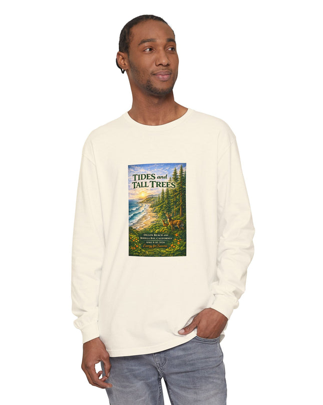 "Tides and Tall Trees" Unisex Garment-dyed Long Sleeve T-Shirt