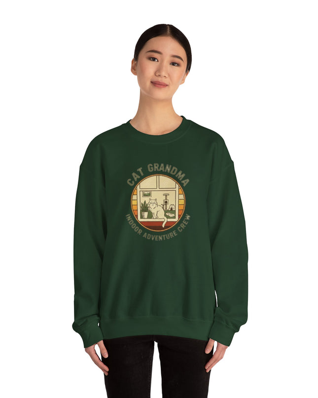 "Cat Grandma Indoor Adventure Crew" Unisex Adult Crewneck Sweatshirt