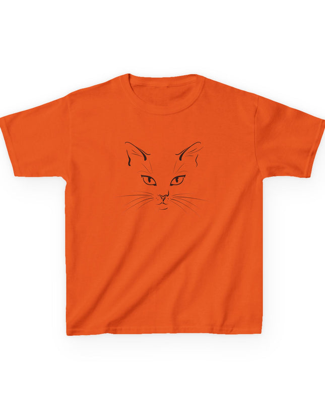 "Cat Face Sketch" Kids Heavy Cotton Tee