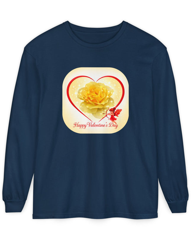 "Happy Valentine's Day" Unisex Garment-dyed Long Sleeve T-Shirt