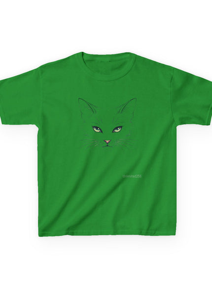 "Cat Face Sketch" Kids Heavy Cotton Tee