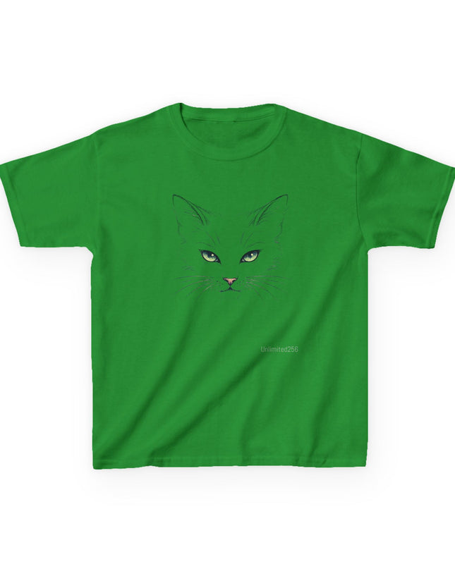 "Cat Face Sketch" Kids Heavy Cotton Tee