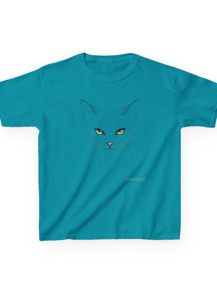 "Cat Face Sketch" Kids Heavy Cotton Tee