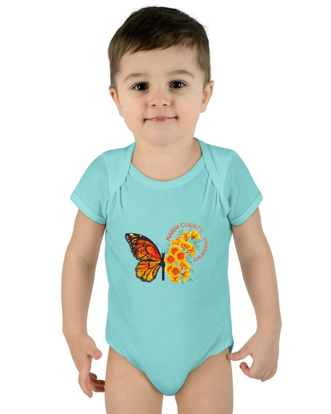"Butterflies and Poppies Marin County, California" Infant Baby Rib Bodysuit