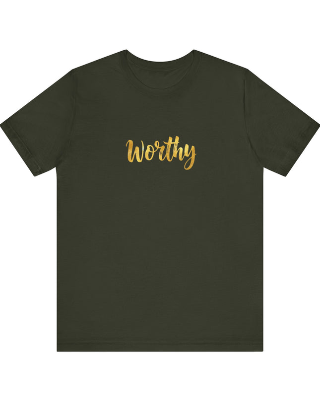 "Worthy in gold foil" Unisex Jersey Short Sleeve Tee