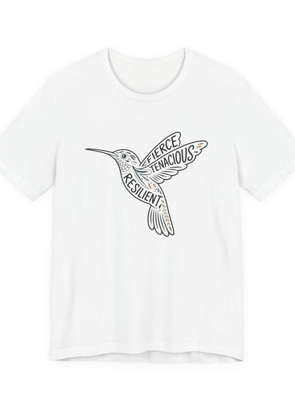 "Hummingbird with words in it" Unisex Jersey Short Sleeve Tee