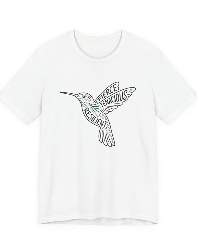 "Hummingbird with words in it" Unisex Jersey Short Sleeve Tee