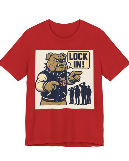 "The Fierce San Rafael High School Bulldog says Lock in!" Unisex Jersey Short Sleeve Tee