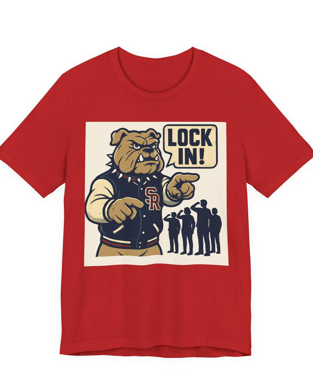 "The Fierce San Rafael High School Bulldog says Lock in!" Unisex Jersey Short Sleeve Tee