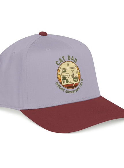 "Cat Dad Indoor Adventure Crew" Mid Profile Baseball Cap