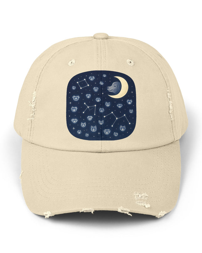 "Dog in the constellations" Unisex Distressed Cap