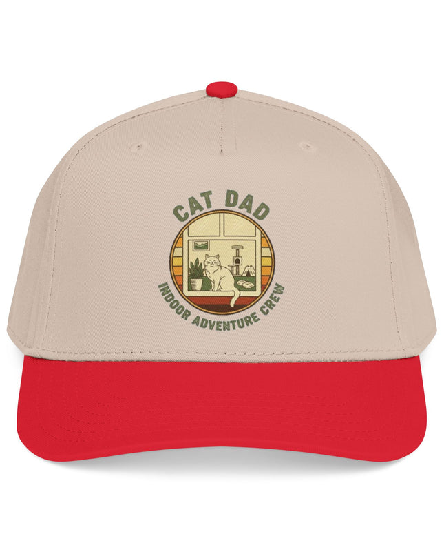 "Cat Dad Indoor Adventure Crew" Mid Profile Baseball Cap