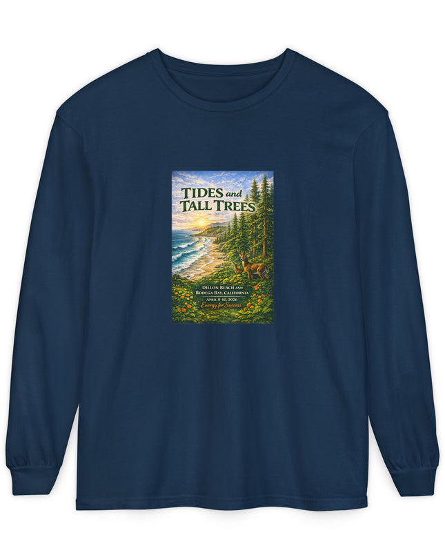 "Tides and Tall Trees" Unisex Garment-dyed Long Sleeve T-Shirt