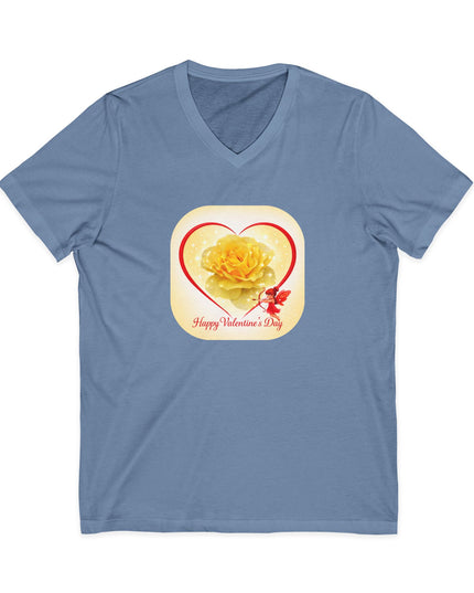 "Happy Valentine's Day" Unisex Jersey Short Sleeve V-Neck Tee