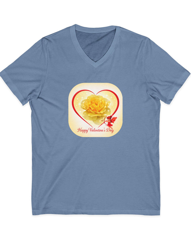 "Happy Valentine's Day" Unisex Jersey Short Sleeve V-Neck Tee