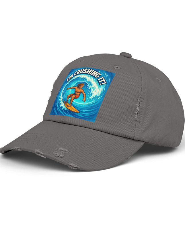 "I'm crushing it!" Unisex Distressed Cap