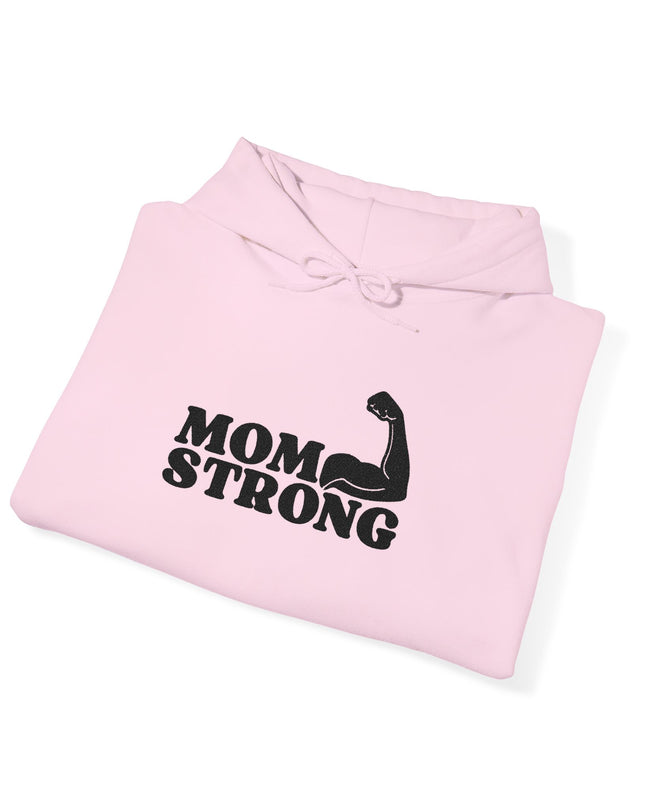"Mom Strong (Black embroidery)" Unisex Heavy Blend Hooded Sweatshirt