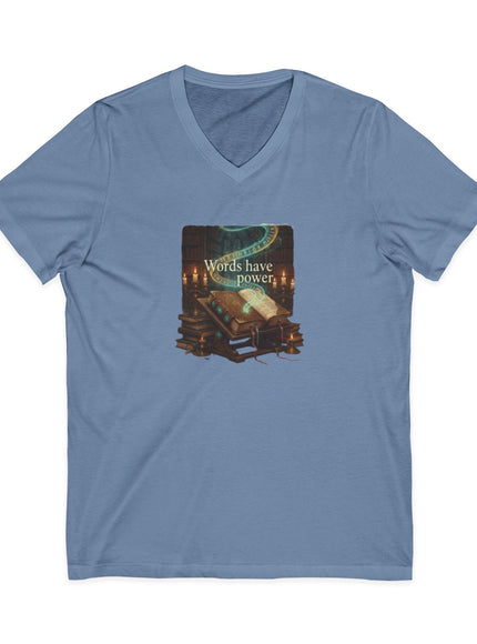 "Words Have Power" Unisex Jersey Short Sleeve V-Neck Tee