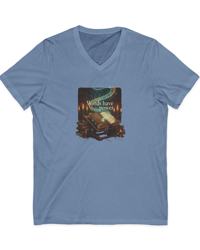 "Words Have Power" Unisex Jersey Short Sleeve V-Neck Tee