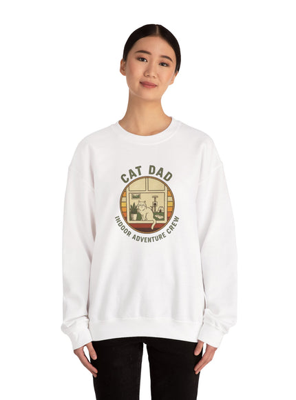"Cat Dad Indoor Adventure Crew" Unisex Adult Sweatshirt