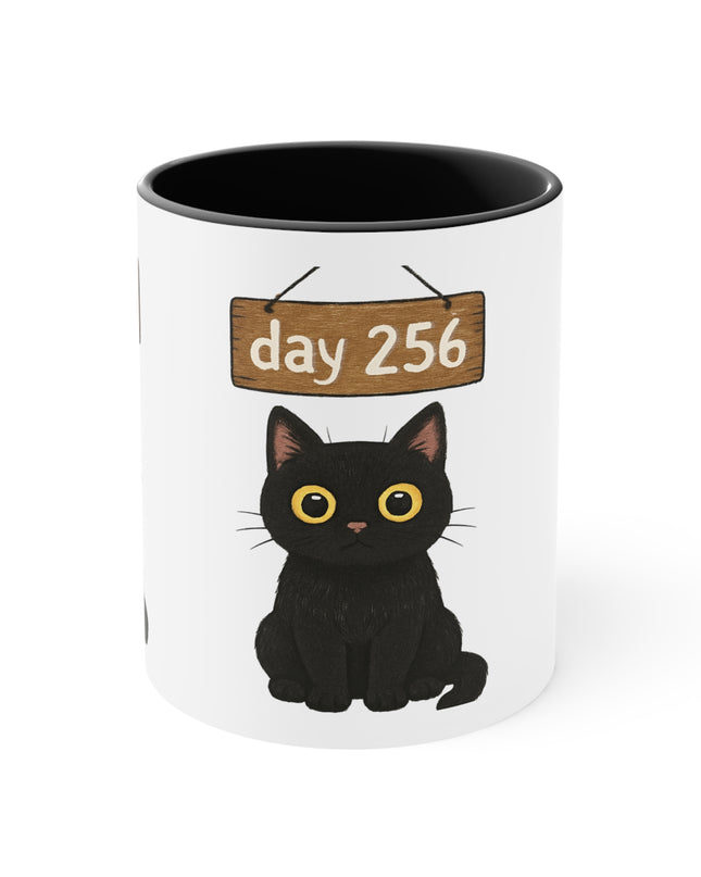 "Day 256 Not Blinking Black Cat" Accent Mug