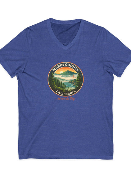 "Marin County, Above the Fog" Unisex Jersey Short Sleeve V-Neck Tee