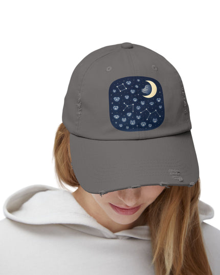 "Dog in the constellations" Unisex Distressed Cap