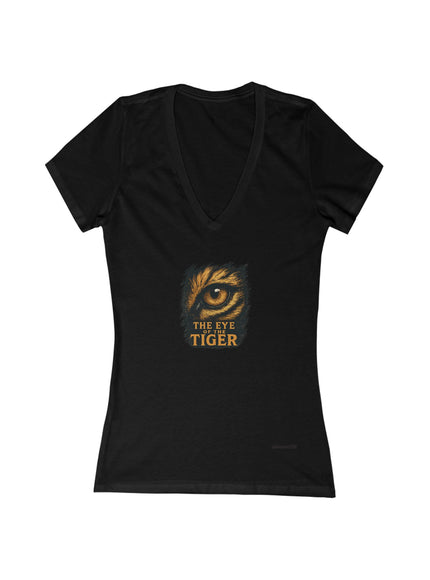"Eye of the Tiger" Women's Jersey Short Sleeve Deep V-Neck Tee