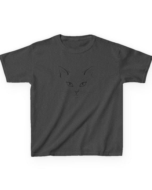 "Cat Face Sketch" Kids Heavy Cotton Tee