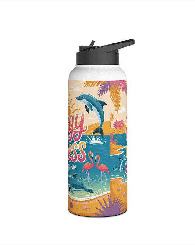"February in Florida, Energy for Success" Stainless Steel Water Bottle, Standard Lid