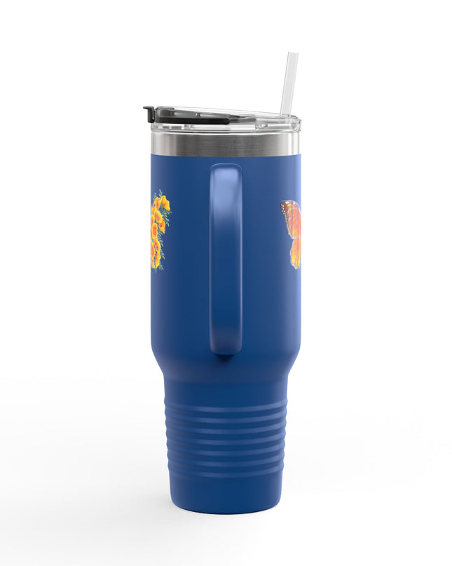 "Butterfly Poppies" Insulated Travel Mug, 40oz