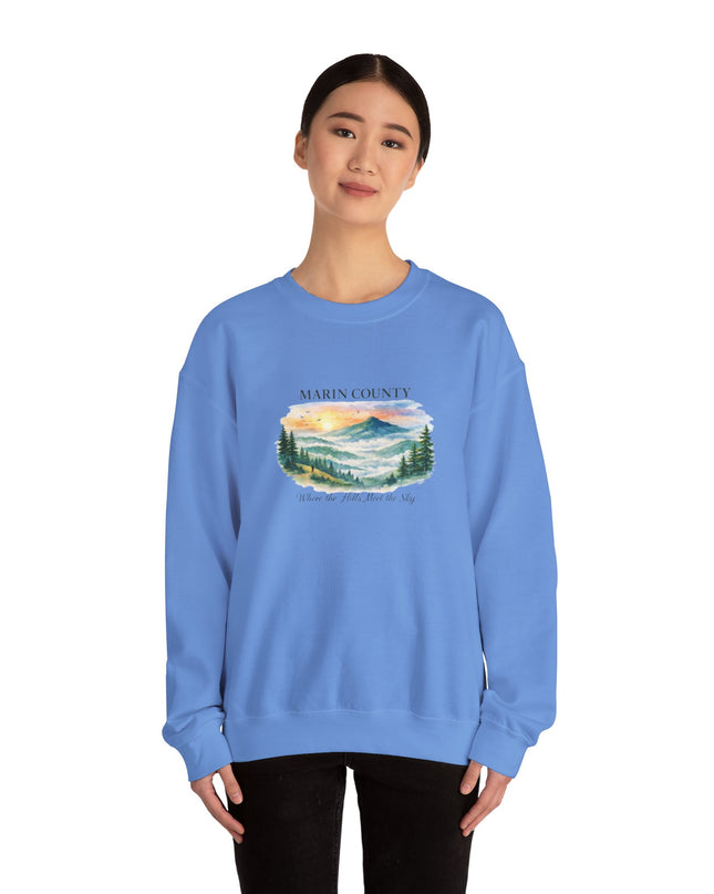 "Marin County, Where the Hills Meet the Sky" Unisex Heavy Blend Crewneck Sweatshirt