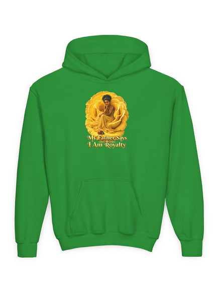 "My Father Says I am Royalty" Youth Heavy Blend Hooded Sweatshirt