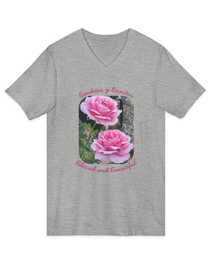 "Blessed and Beautiful" Ladies' V-Neck T-Shirt