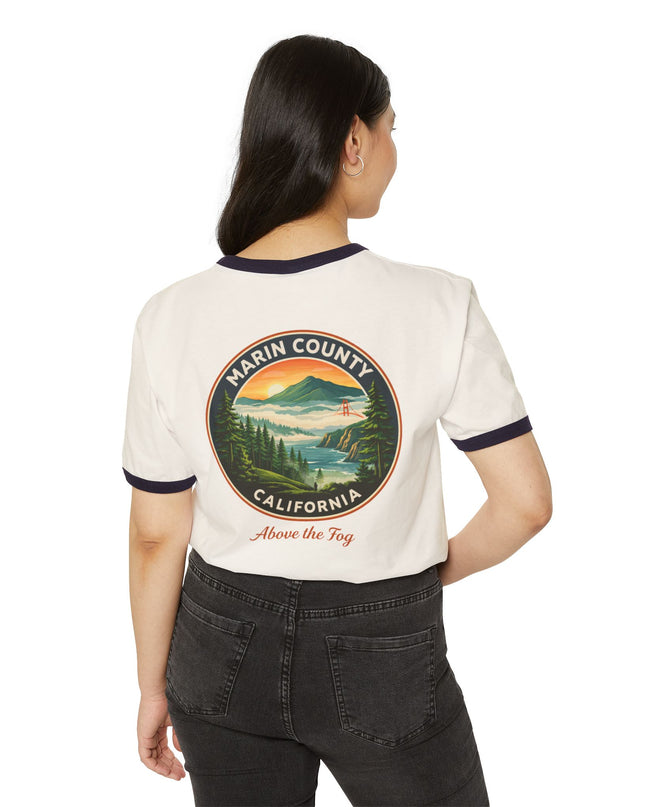"Marin County, Above the Fog" Unisex Cotton Ringer T-Shirt
