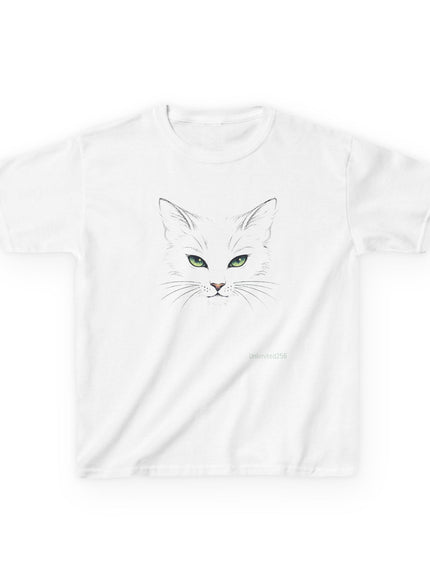 "Cat Face Sketch" Kids Heavy Cotton Tee